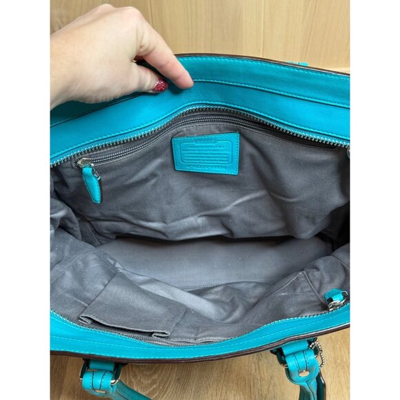 COACH Legacy Leather Tanner Tote 19924, Turquoise Blue XL - Picture 8 of 13